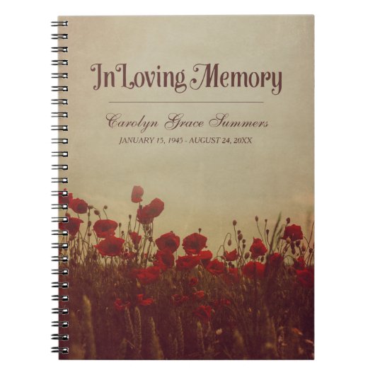 Poppy Field Rustic in Loing Memory Guestbook Notitieboek (Voorkant)