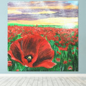 Poppy Field SF Canvas Afdruk (Insitu (Houten vloer))