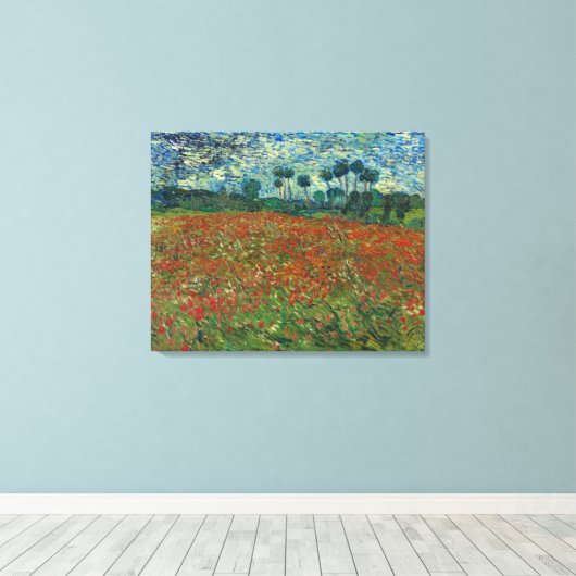 Poppy Field van Vincent Van Gogh Canvas Afdruk (Insitu (Houten vloer))