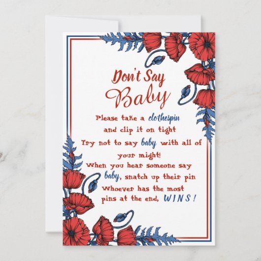 Poppy Floral Baby shower kan niet zeggen dat je Ba Kaart (Voorkant)