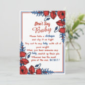 Poppy Floral Baby shower kan niet zeggen dat je Ba Kaart (Staand voorkant)
