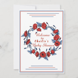 Poppy Floral Baby shower Welkomstbord Kaart