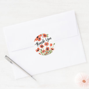 Poppy Floral Dank u Ronde Sticker