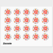 Poppy Floral Pattern Coral Script Monogram Ronde Sticker (Vel)
