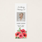Poppy Floral Photo Funeral Memorial Bookmark (Devant)