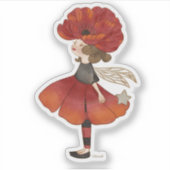 Poppy Floral Pixie Sticker (Voorkant)