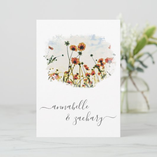 *~* POPPY Floral RSVP - QR code AR9 bruiloft Invi Kaart (Staand voorkant)