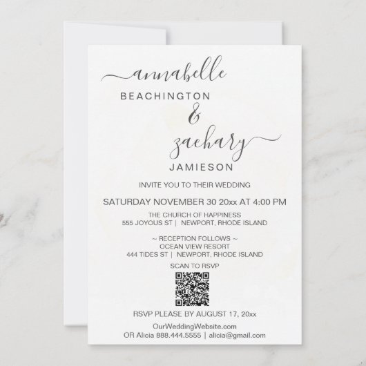 *~* POPPY Floral RSVP - QR code AR9 bruiloft Invi Kaart (Achterkant)