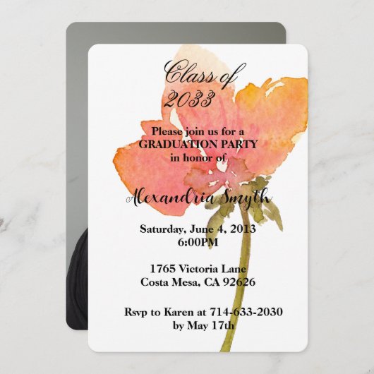 Poppy Flower Afstuderen uw foto Kaart (Voorkant / Achterkant)