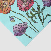 Poppy Flower Floral Aqua Pattern Waterverf Tissuepapier (Detail)