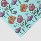  Poppy Flower Floral Aqua Pattern Waterverf Tissuepapier (Detail)
