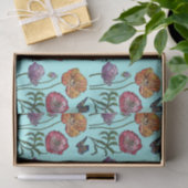  Poppy Flower Floral Aqua Pattern Waterverf Tissuepapier (Geschenk)