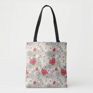 Poppy flower Garden Pattern Draagtas