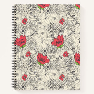 Poppy flower Garden Pattern Notitieboek