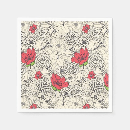 Poppy flower Garden Pattern Servet (Voorkant)