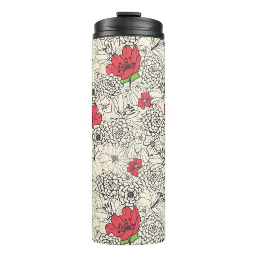 Poppy flower Garden Pattern Thermosbeker (Voorkant)