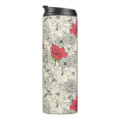 Poppy flower Garden Pattern Thermosbeker (Geroteerd rechts)