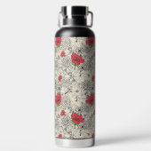 Poppy flower Garden Pattern Waterfles (Achterkant)