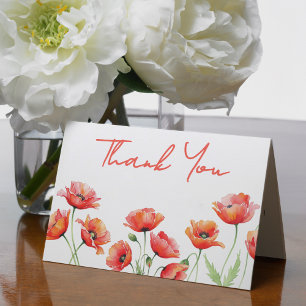 Poppy Flower Oranje Spring Baby shower Bedankkaart