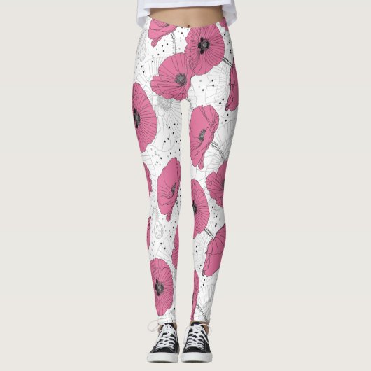 Poppy Flower Pattern leggings (Voorkant)