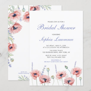 Poppy Flower Wedding Bridal Shower Kaart