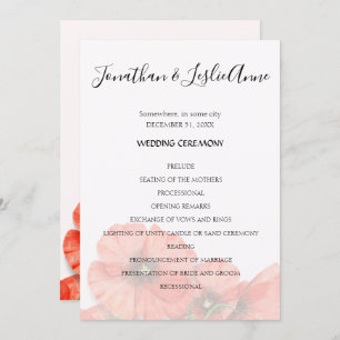 Poppy Flower Wedding Ceremony Program L2 Kaart