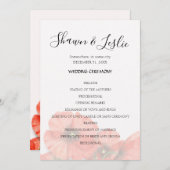 Poppy Flower Wedding Ceremony Programme Kaart (Voorkant / Achterkant)