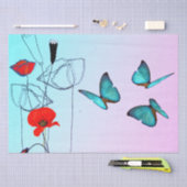 Poppy Flowers and Butterfly Decoupage Tissuepapier (Craft)