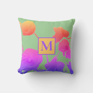 Poppy Flowers Art Abstract Monogram Initiaal Bloem Buitenkussen