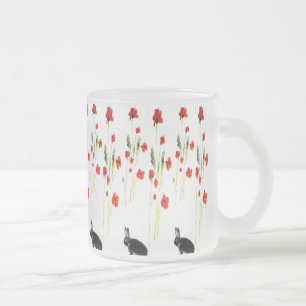 Poppy Flowers Bunny Rabbit Matglas Koffiemok
