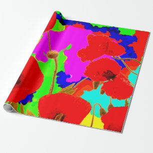 Poppy Flowers Colorful Bright Art Floral Abstract Cadeaupapier