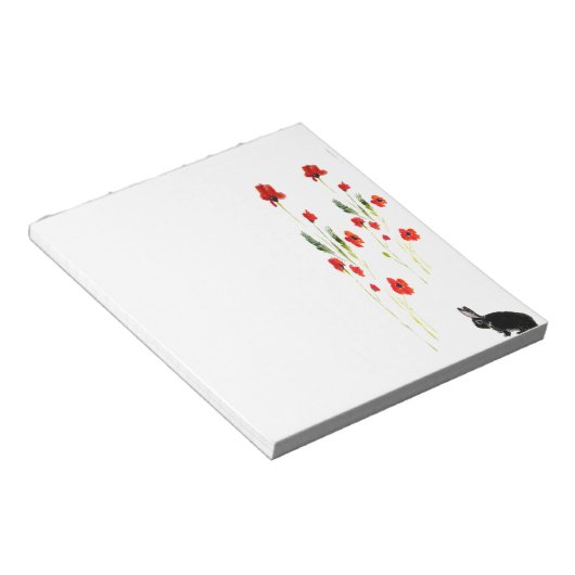Poppy Flowers Cute Bunny Rabbit Notitieblok (Schuin)