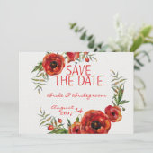 Poppy Flowers Floral Save the Date Wedding (Staand voorkant)