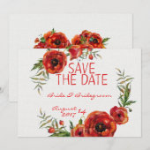 Poppy Flowers Floral Save the Date Wedding (Voorkant / Achterkant)