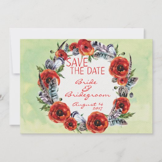 Poppy Flowers Floral Save the Date Wedding (Voorkant)