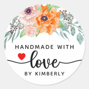 Poppy Flower's handgemaakt met Love Ronde Sticker