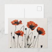 Poppy Flowers Ink Drawing Briefkaart (Voorkant / Achterkant)