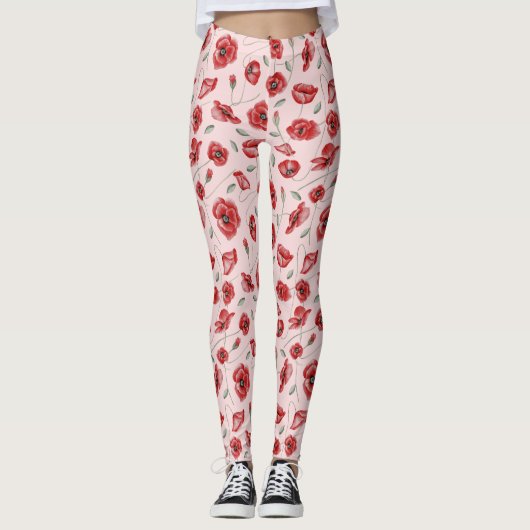 Poppy Flowers Leggings (Voorkant)
