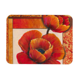 Poppy Flowers op Tan en Oranje achtergrond Magneet