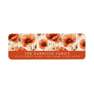 Poppy Flowers retourneren adreslabels Etiket