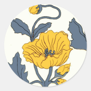 Poppy Flowers Tegel Design Ronde Sticker