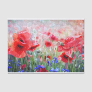 Poppy Flowers Waterverf Schilderen Ontkoppeling Tissuepapier