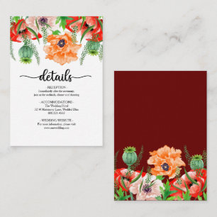Poppy Flowers Wedding Enclosure Kaart