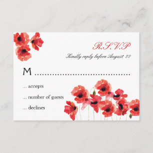 Poppy Flowers Wedding RSVP-kaart RSVP Kaartje