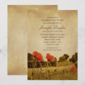 Poppy Funeral Announements Memorial Cards Kaart (Voorkant / Achterkant)