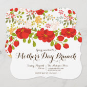 Poppy Garden Floral Moederdag Brunch Uitnodiging (Voorkant / Achterkant)