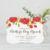 Poppy Garden Floral Moederdag Brunch Uitnodiging (Staand voorkant)