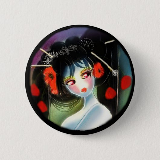 Poppy geisha ronde button 5,7 cm (Voorkant)