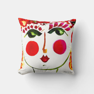 Poppy ~ Gypsy Garden Girl Cotton Pillow Kussen
