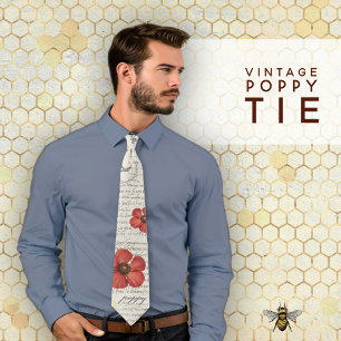 Poppy Illustratie op Krantenpapier Stropdas